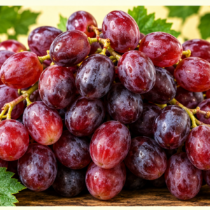 Fresh red seedless grapes sweet crisp and juicy