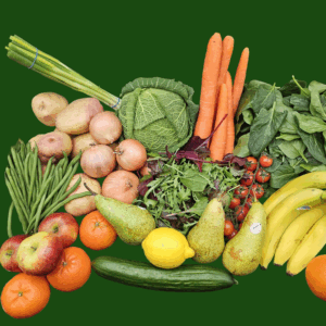 Family Fruit & Veg Box filled with fresh seasonal fruit and vegetables in a large produce box