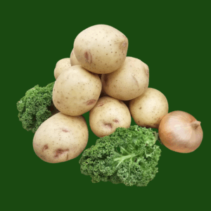 King Edward potatoes with distinctive red and cream coloured skin.