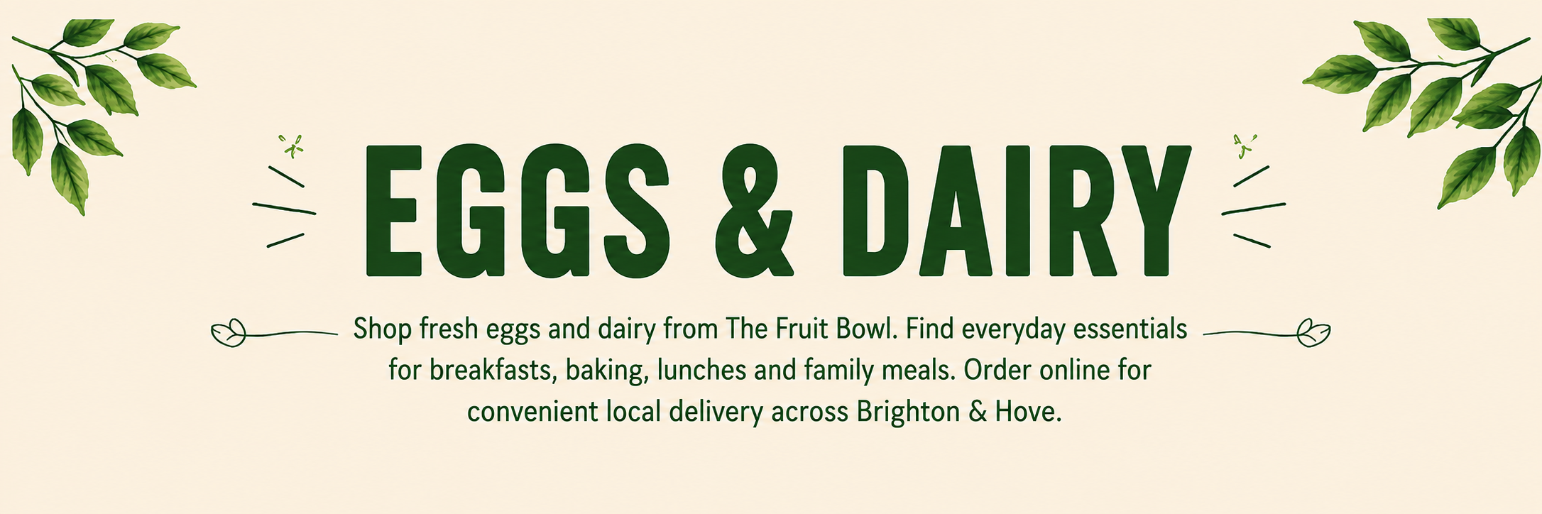 Eggs and dairy category banner for The Fruit Bowl